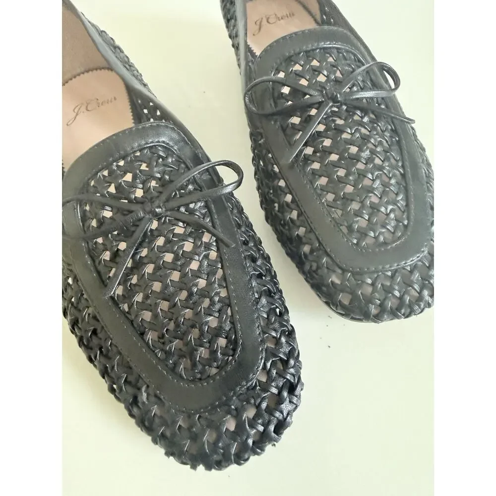 J. Crew Black Woven Loafers with Bow 7